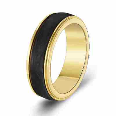 Harga yang bagus Cincin Kawin IPG dan Serat Karbon Tempa Hitam yang Dapat Disesuaikan dengan Kekuatan Unggul dan Pola Marmer Unik on line