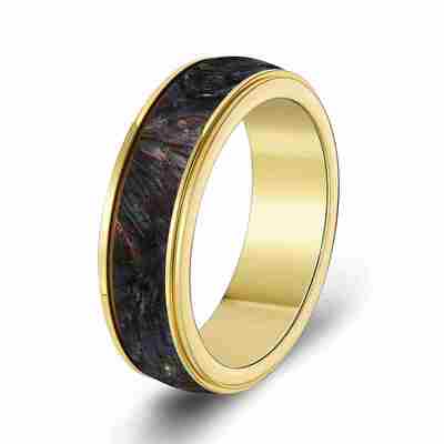 Good price Customizable Forged Carbon Fiber Ring with Superior Strength and Unique Marbled Patterns for Wedding Bands online