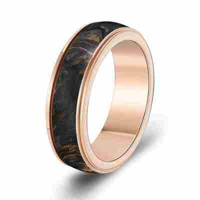 Bon prix Bague en Fiber de carbone forgée plaqué or Rose, avec une résistance supérieure et des motifs marbrés uniques pour alliances, nouvelle collection 2026 en ligne