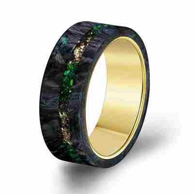 Bom preço. 2026 Anel de Casamento de Fibra de Carbono Forjada de Resistência Superior com Padrões Marmorizados Únicos e Opções Personalizáveis on-line