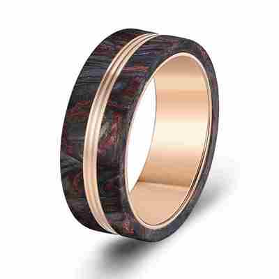 Dobra cena. Wyższa wytrzymałość Forged Carbon Fiber Wedding Band z unikalnymi marmurowanymi wzorami i dostosowanymi opcjami w Internecie