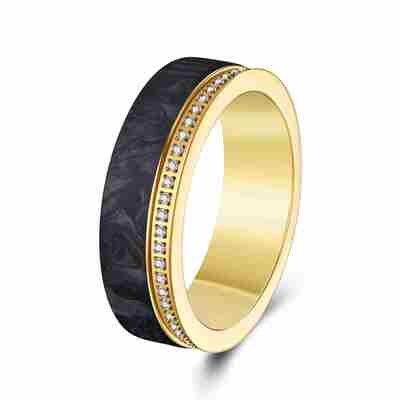 Buen precio Anillo de fibra de carbono forjado personalizable con resistencia superior y patrones únicos de mármol. en línea